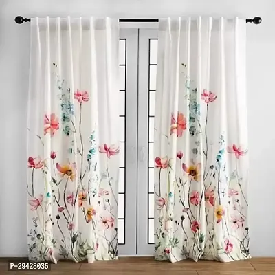 Stylish Multicoloured Polyester Printed Eyelet Fitting Window Curtain Pack Of 2