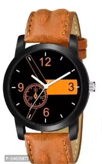 Stylish Brown Synthetic Leather Analog Watches For Men-thumb0