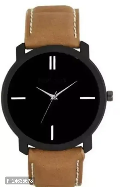 Stylish Brown Synthetic Leather Analog Watches For Men-thumb0