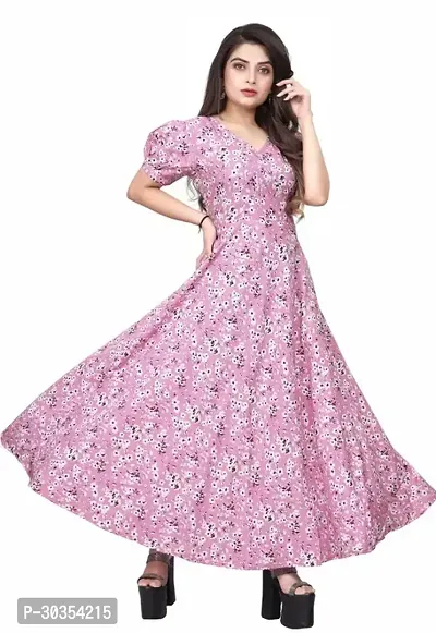 Beautiful Crepe Pink Printed Indo-western Gown-thumb0