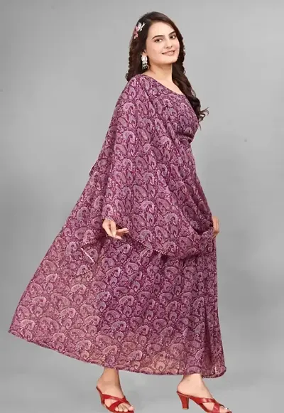 Beautiful Georgette Indo-western Gown With Dupatta