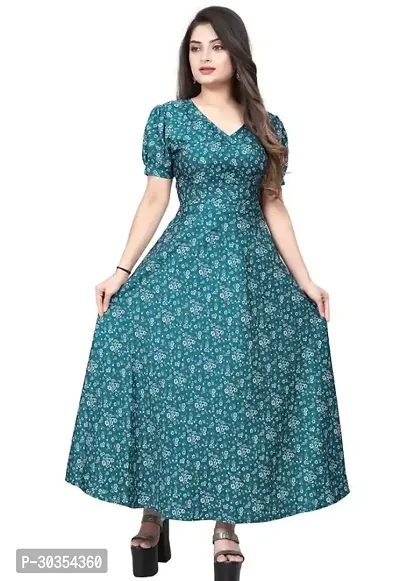 Beautiful Crepe Blue Printed Indo-Western Gown-thumb0