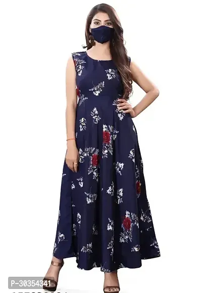 Beautiful Crepe Blue Printed Indo-western Gown