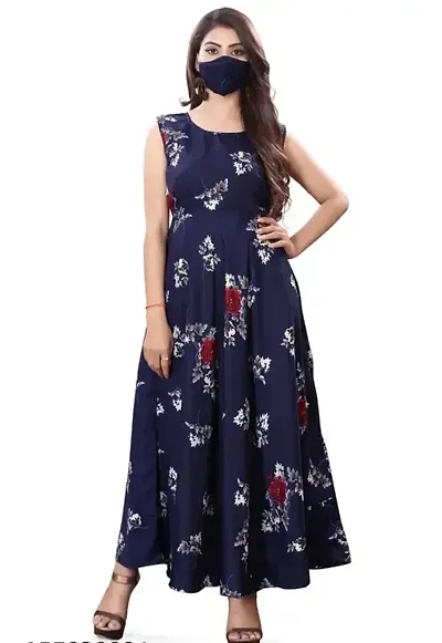 Stylish Crepe Printed Ethnic Gown