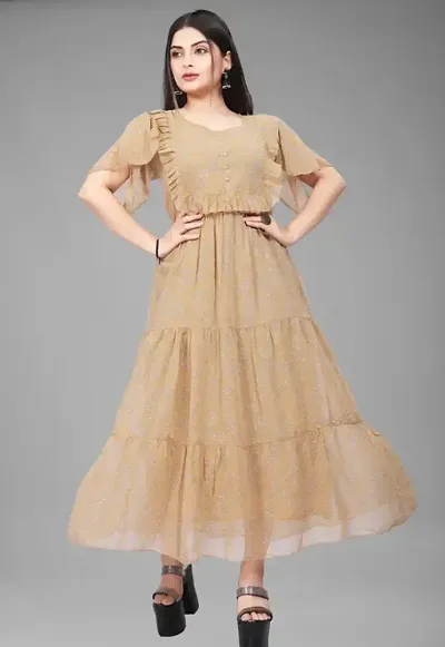 Beautiful Georgette Solid Indo-western Gown