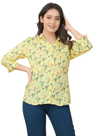 Womens Printed Shirt Long Sleeve Shirt Button Fall 3/4 Sleeve Shirt