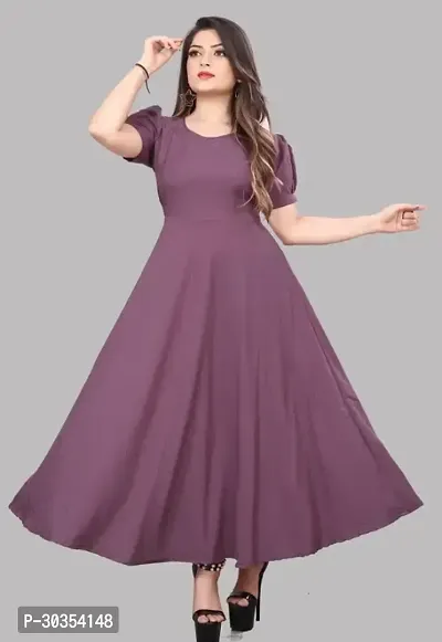 Beautiful Crepe Purple Solid Indo-western Gown-thumb0