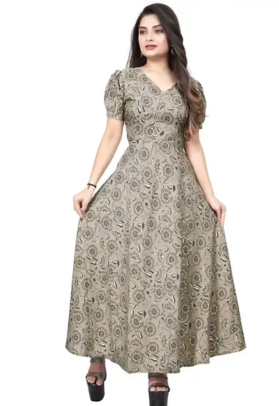 Stylish Crepe Printed Ethnic Gown