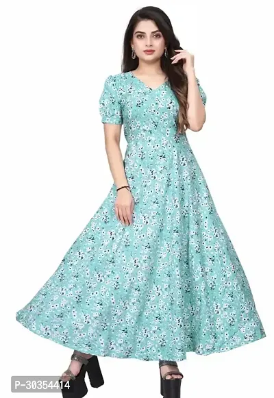 Beautiful Crepe Blue Printed Indo-western Gown-thumb0