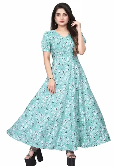 Stylish Crepe Printed Ethnic Gown