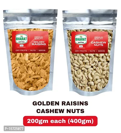 Bharat Super Foods Premium Dry Fruits Combo of Cashew Nuts  Golden Raisins - Kaju Kishmish Combo 200gm each ndash; 400gm