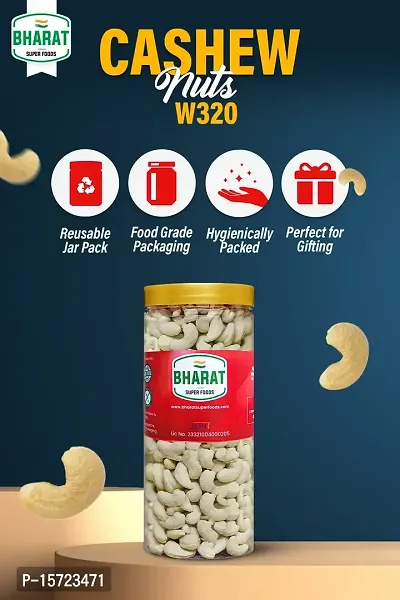 Bharat Super Foods Whole Premium Cashew Nuts W320 Big Size ndash; Kaju ndash; 100% Natural - 250gm Jar Pack-thumb3