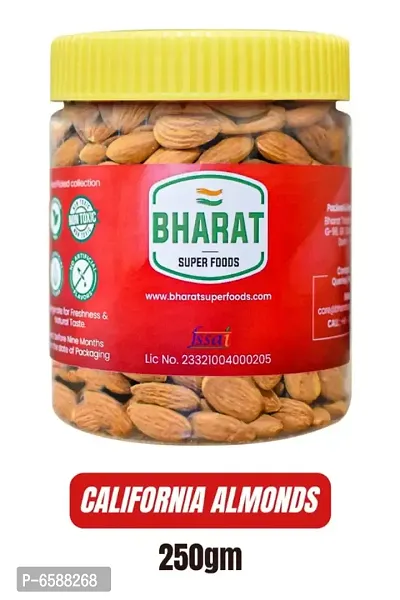 Bharat Super Foods Whole Premium California Almonds - Badam giri - 100% Natural 250gm Jar Pack-thumb0