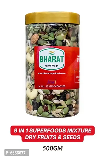 Bharat Super Foods Dry Fruits Nuts and Mix Seeds for eating &ndash; 500gm &ndash; Immunity booster 9 Superfoods Mixture - 100% Natural- 500gm