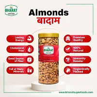 Bharat Super Foods Whole Premium California Almonds - Badam giri - 100% Natural 250gm Jar Pack-thumb2