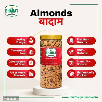 Bharat Super Foods Whole Premium California Almonds - Badam giri - 100% Natural 250gm Jar Pack-thumb3