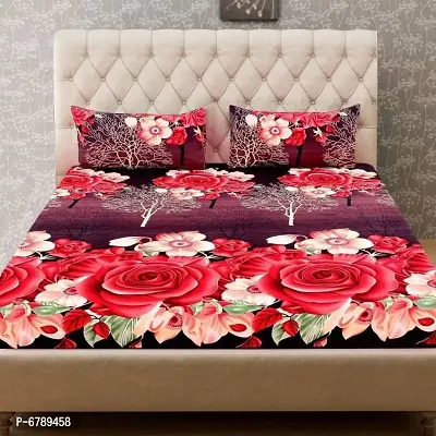 Printed Polycotton Double Bedsheet with two Pillow Covers-thumb0