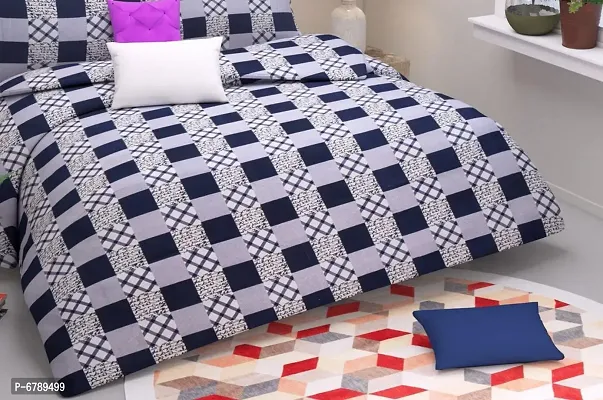 Stylish Fancy Polycotton 3d Printed Multicoloured Double Bedsheet-thumb2