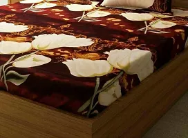 Stylish Fancy Polycotton 3d Printed Multicoloured Double Bedsheet-thumb1