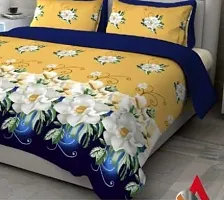 Stylish Fancy Polycotton 3d Printed Multicoloured Double Bedsheet-thumb1