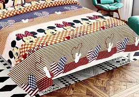 Stylish Fancy Polycotton 3d Printed Multicoloured Double Bedsheet-thumb1