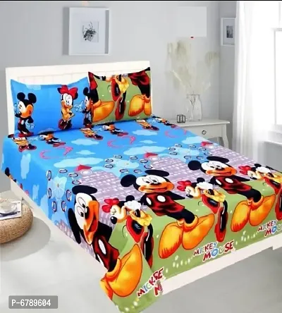 Stylish Fancy Polycotton 3d Printed Multicoloured Double Bedsheet