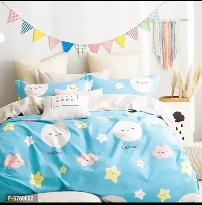 Stylish Fancy Glace Cotton Cartoon Characters Multicoloured Double Bedsheet-thumb0