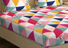 Stylish Fancy Glace Cotton Printed Multicolored Double Bedsheet-thumb2