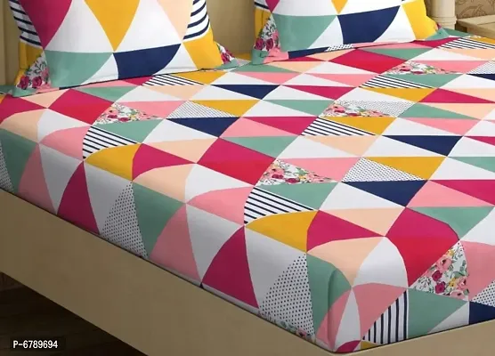 Stylish Fancy Glace Cotton Printed Multicolored Double Bedsheet-thumb3