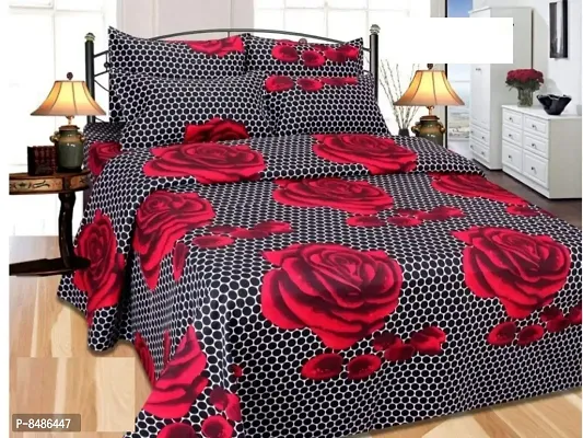 Multicolor 3D Printed Polycotton Double Bedsheet With 2 Pillow Covers-thumb0