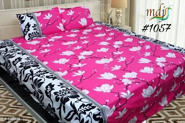 Stylish Fancy 3D Printed Polycotton Double Bedsheet With 2 Pillow Covers-thumb0