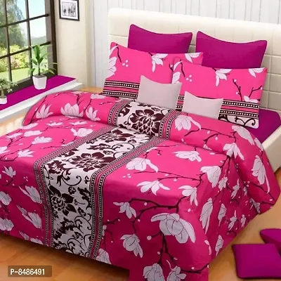 Stylish Fancy 3D Printed Polycotton Double Bedsheet With 2 Pillow Covers