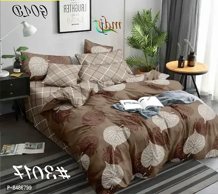 Stylish Fancy Glace Cotton Printed Double Bedsheet With 2 Pillow Covers
