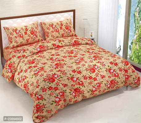 Prime Collection Glace Cotton Printed Flat Double Bedsheet with 2 Pillow Covers