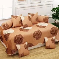 160TC Glace Cotton Combo of 1 Double Bedsheet with 2 Pillow Covers  8 Pc Diwan Set-thumb2
