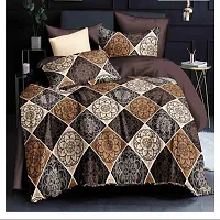 160TC Glace Cotton Same Design Combo set of 1 Double Bedsheet with 2 Pillow Covers  1 Single Bedsheet with 1 Pillow Cover-thumb1