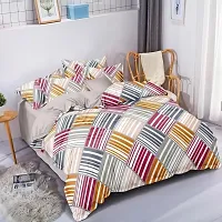 160TC Glace Cotton Same Design Combo set of 1 Double Bedsheet with 2 Pillow Covers  1 Single Bedsheet with 1 Pillow Cover-thumb1