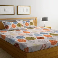 160TC Glace Cotton Same Design Combo set of 1 Double Bedsheet with 2 Pillow Covers  1 Single Bedsheet with 1 Pillow Cover-thumb1