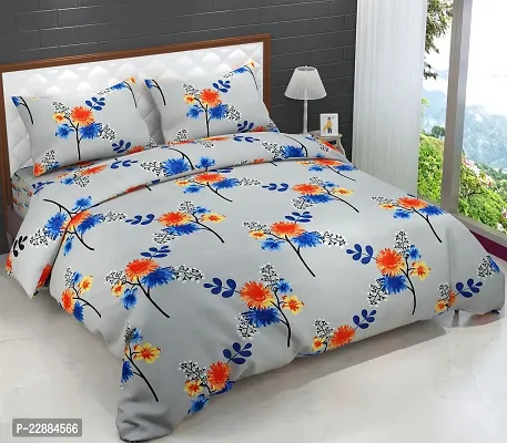 Prime Collection Glace Cotton Printed Flat Double Bedsheet with 2 Pillow Covers