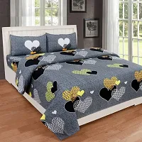 160TC Glace Cotton Same Design Combo set of 1 Double Bedsheet with 2 Pillow Covers  1 Single Bedsheet with 1 Pillow Cover-thumb1