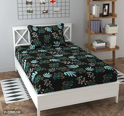 Prime Collection Glace Cotton Printed Flat Single Bedsheet with 1 Pillow Cover