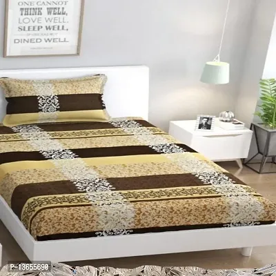 Shivi Creation 160 TC Prime Collection Glace Cotton Printed Flat Single Bedsheet with 1 Pillow Cover