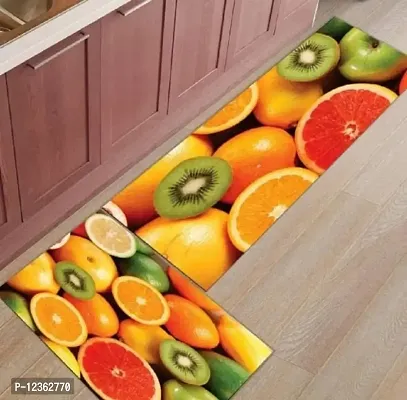 Anti Skid Digital Printed Rubber Kitchen Floor Mat Combo Set of 2-thumb0