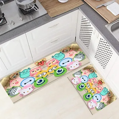 Anti Skid Digital Printed Rubber Kitchen Floor Mat Combo Set of 2