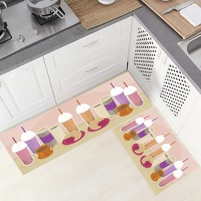 Anti Skid Digital Printed Rubber Kitchen Floor Mat Combo Set of 2
