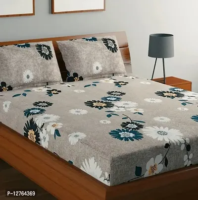 Glace Cotton Printed Flat Double Bedsheet with 2 Pillow Covers
