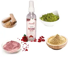 Pankhudi Multani Mitti + Chandan Powder + Neem Powder + Rose Powder + Pankhudi Rose Water Combo Face Pack - 100gm Each (Pack of 5)-thumb2