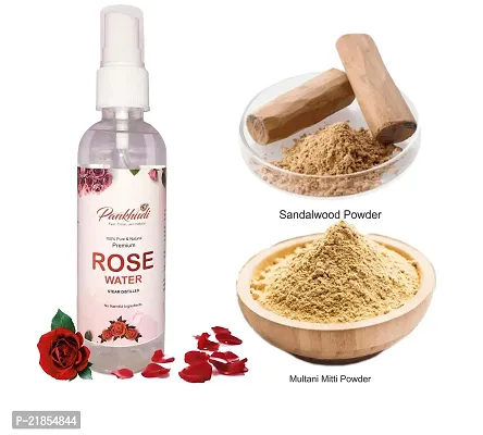 Pankhudi Heena Sandalwood Powder (100gm) For Skin Whitening + Pure Multani Mitti Powder (100gm) + Rose Water(100Ml) Combo Face Pack, Pack of 3-thumb4