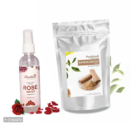 Pankhudi Sandalwood Powder 100Gm with Pankhudi Rose Water 100Ml Combo Pack