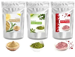 Pankhudi Heena Multani Mitti, Neem Powder, Rose Petal Powder Combo for Hair  Skin Care / Skin Whitening / Face Glowing Face Pack, 100Gm Each-thumb1